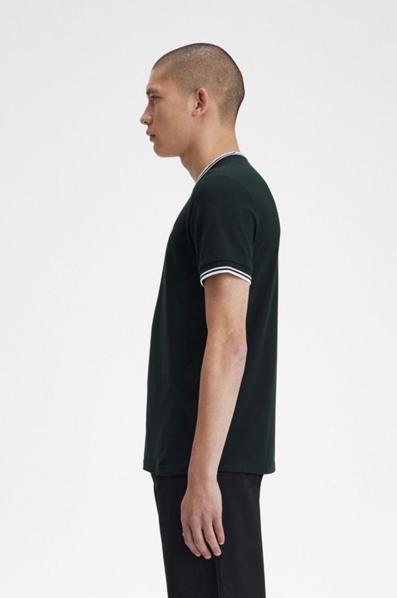 Fred Perry Twin Tipped Men's T Shirts Black | UWR-531694