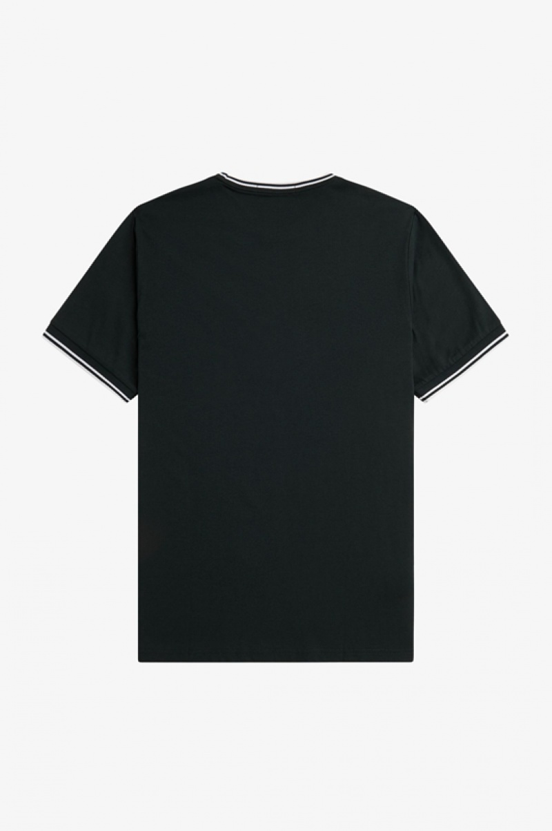 Fred Perry Twin Tipped Men's T Shirts Black | UWR-531694