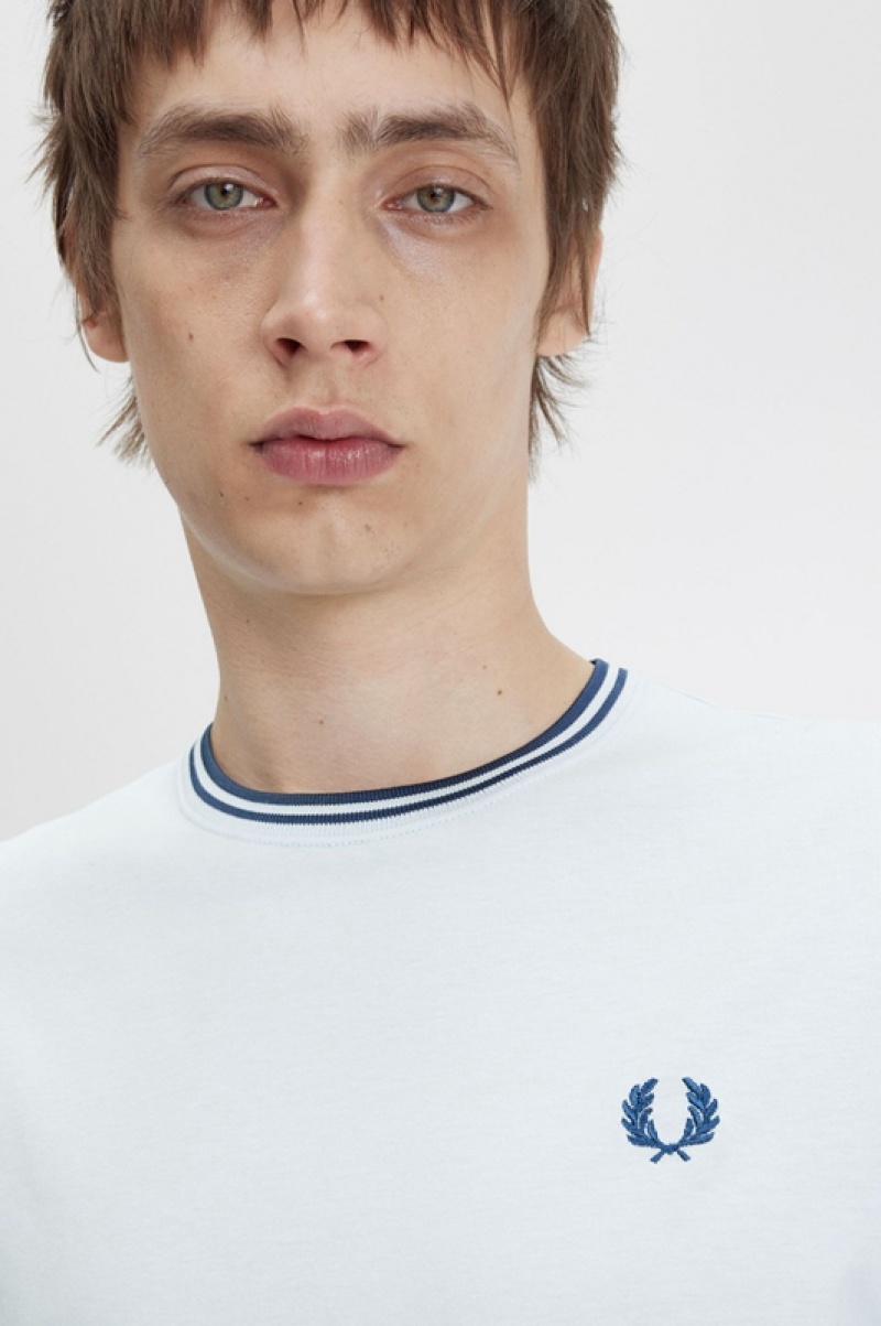 Fred Perry Twin Tipped Men's T Shirts Blue | YBI-293674