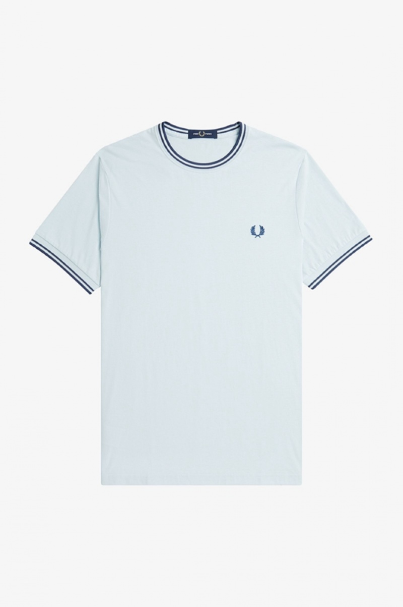 Fred Perry Twin Tipped Men's T Shirts Blue | YBI-293674