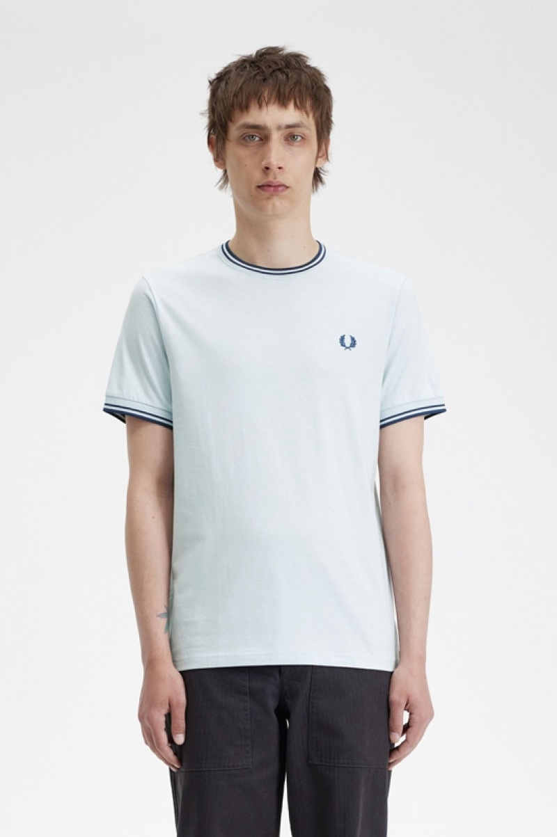 Fred Perry Twin Tipped Men\'s T Shirts Blue | YBI-293674