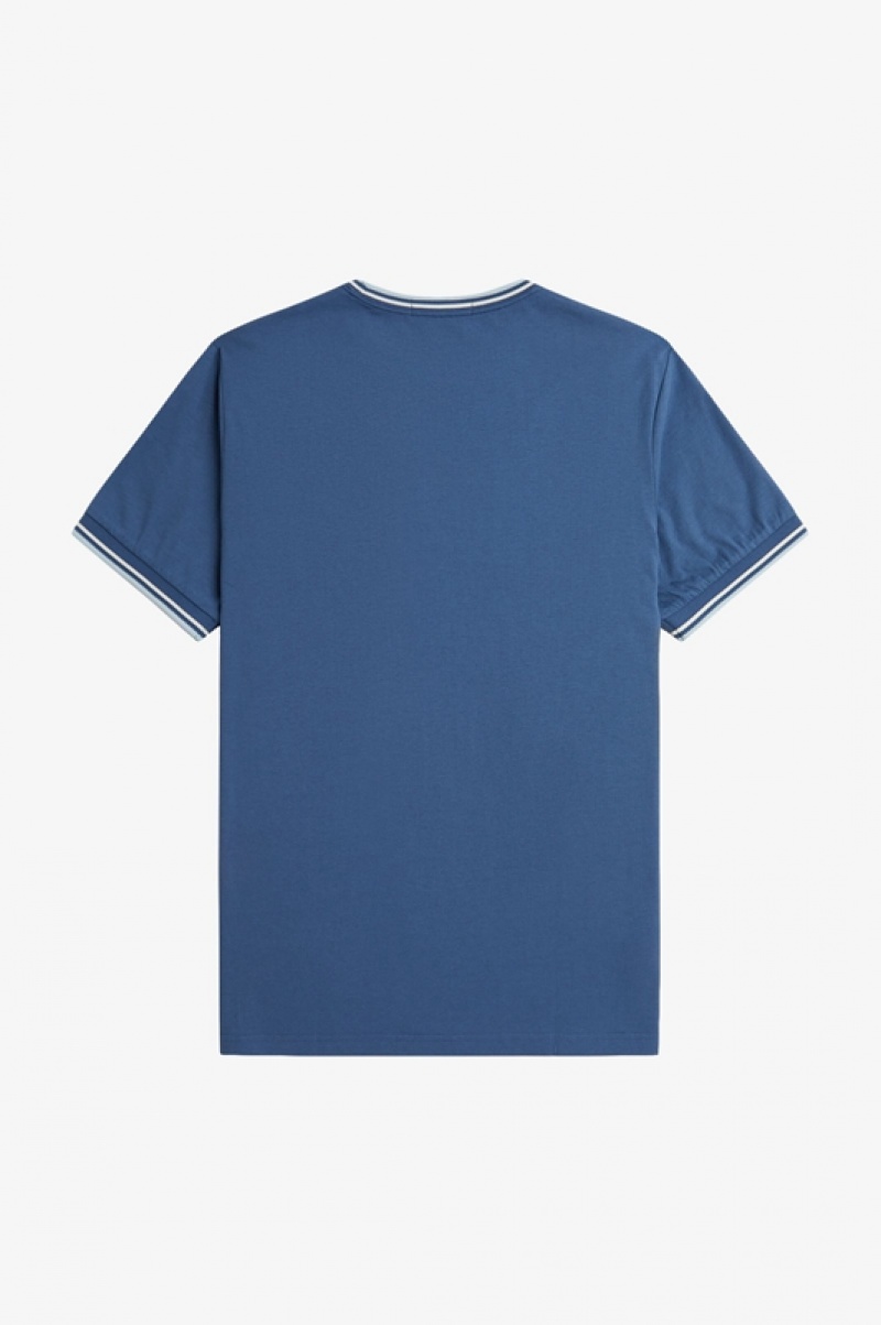 Fred Perry Twin Tipped Men's T Shirts Blue | ATF-197862