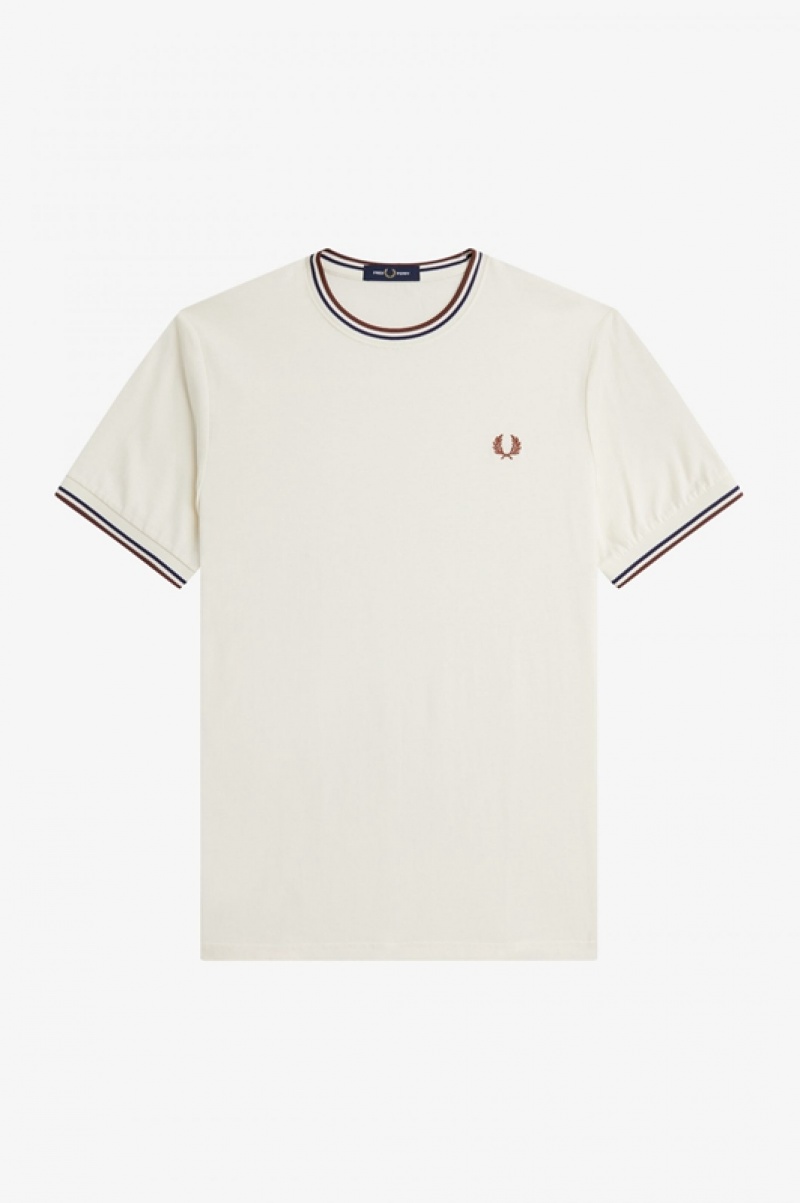 Fred Perry Twin Tipped Men's T Shirts Brown | QRW-208397