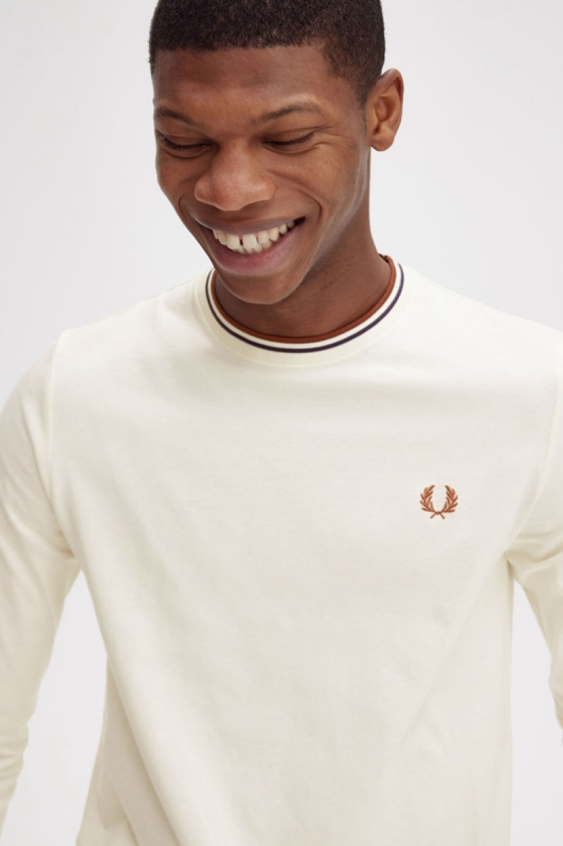 Fred Perry Twin Tipped Men's T Shirts Brown | DAU-147590