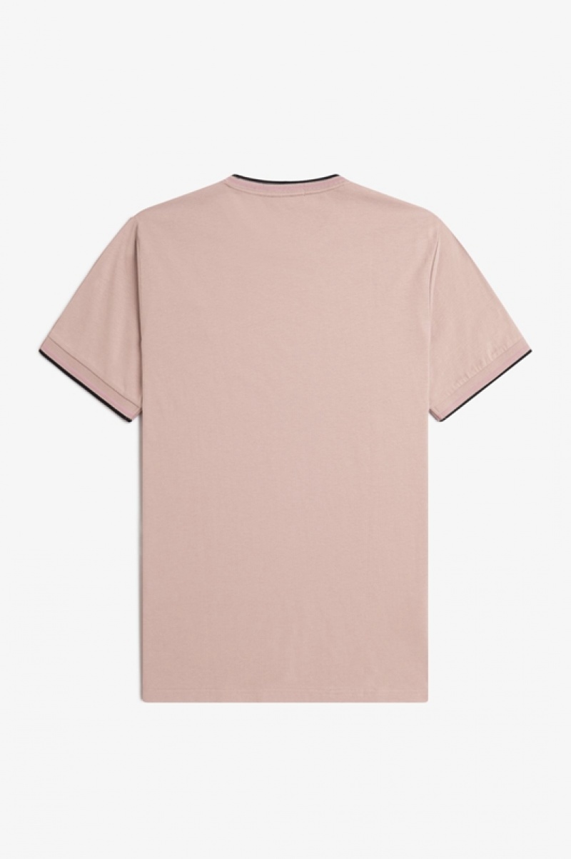 Fred Perry Twin Tipped Men's T Shirts Dark Pink | TAE-163829