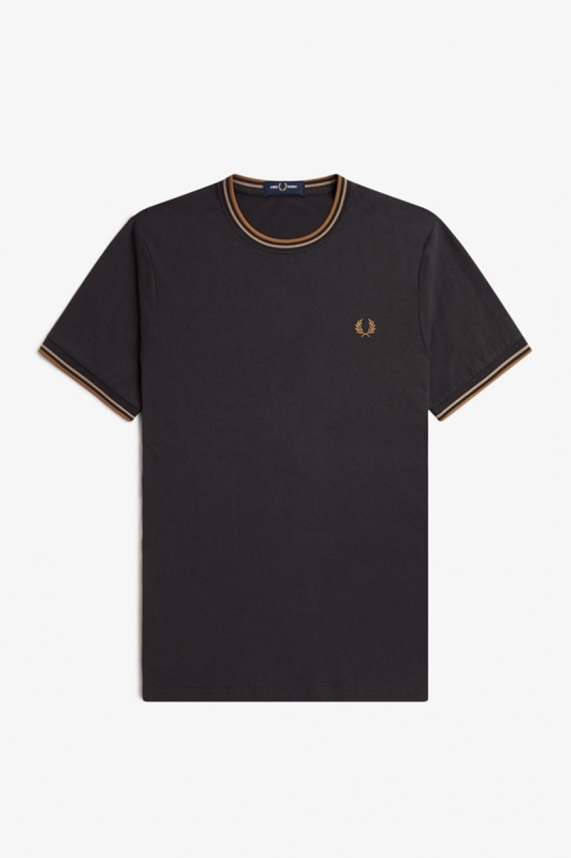 Fred Perry Twin Tipped Men's T Shirts Grey | JDT-816920