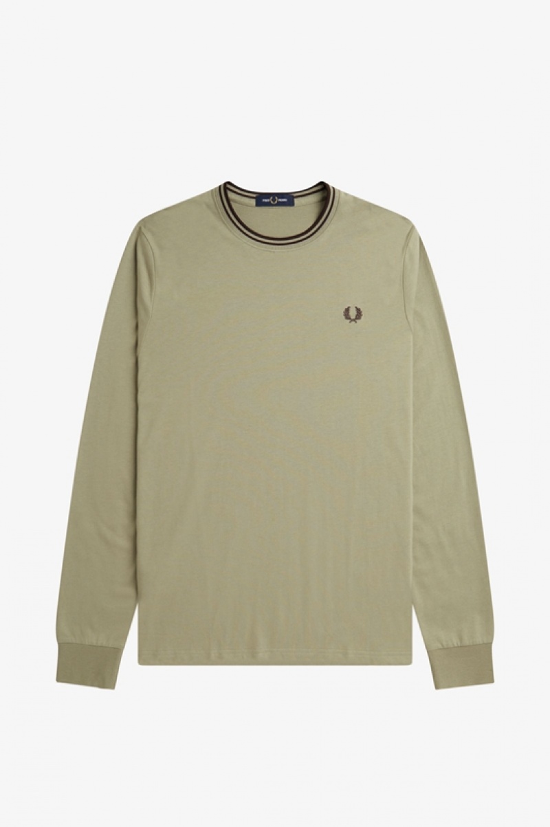 Fred Perry Twin Tipped Men's T Shirts Green | FHD-279160