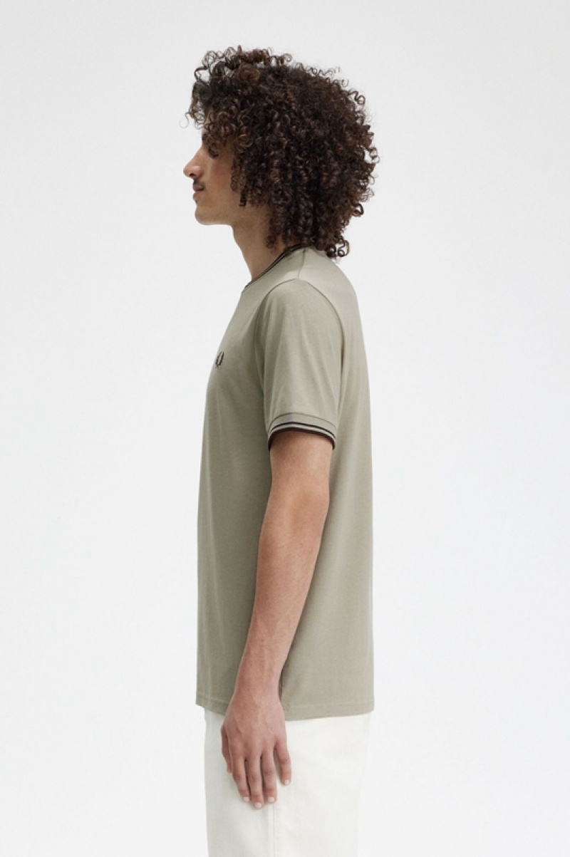 Fred Perry Twin Tipped Men's T Shirts Grey | CBH-571468