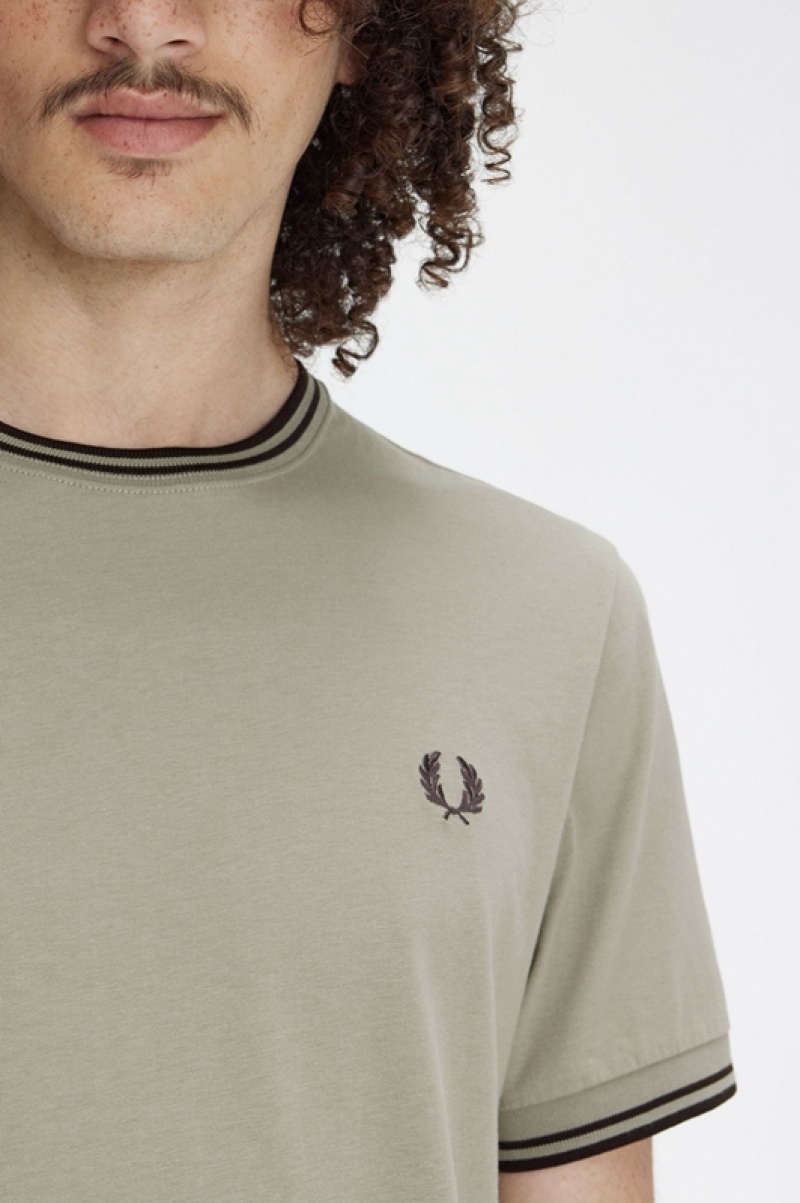 Fred Perry Twin Tipped Men's T Shirts Grey | CBH-571468