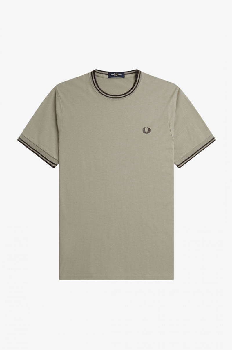 Fred Perry Twin Tipped Men's T Shirts Grey | CBH-571468