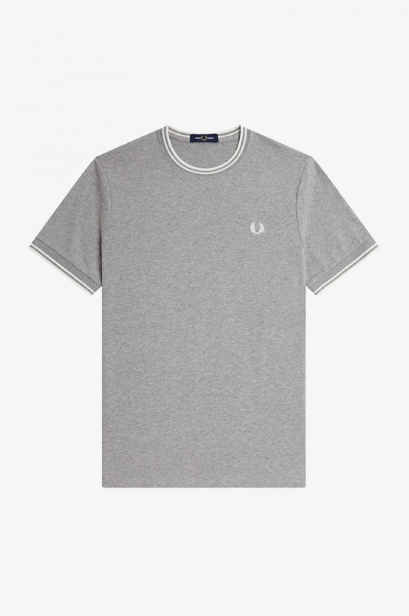 Fred Perry Twin Tipped Men's T Shirts Grey | THF-104279