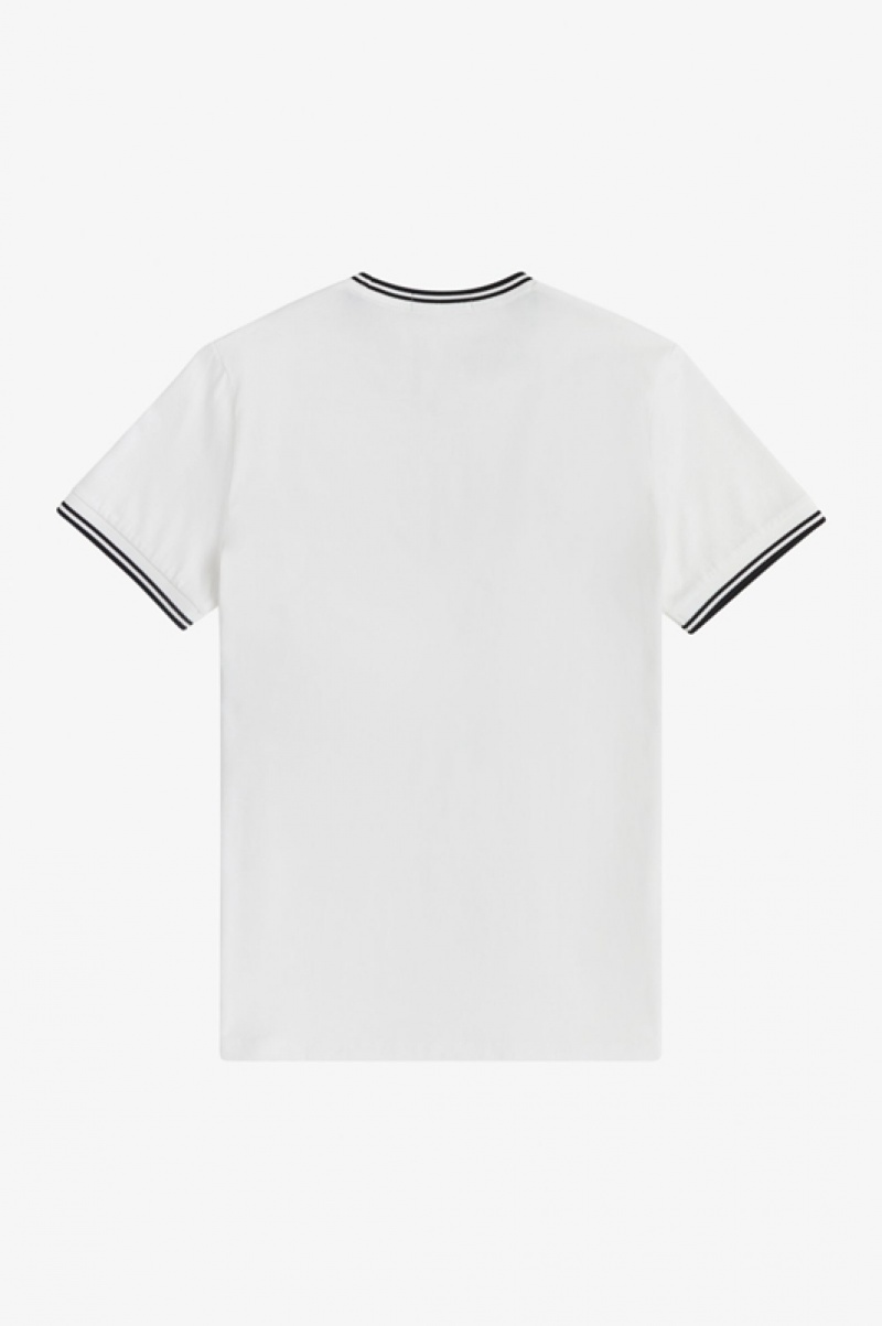 Fred Perry Twin Tipped Men's T Shirts White | JAI-209581