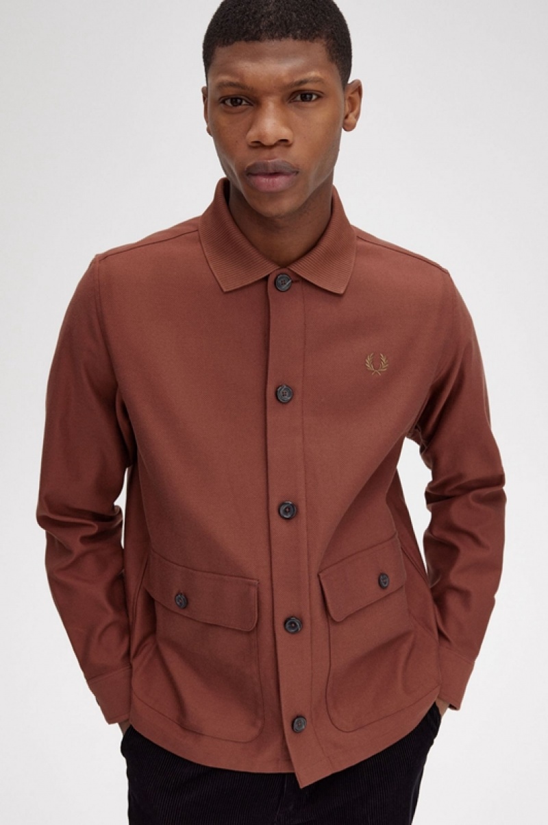 Fred Perry Utility Pocket Men's Jackets Brown | JRC-194750