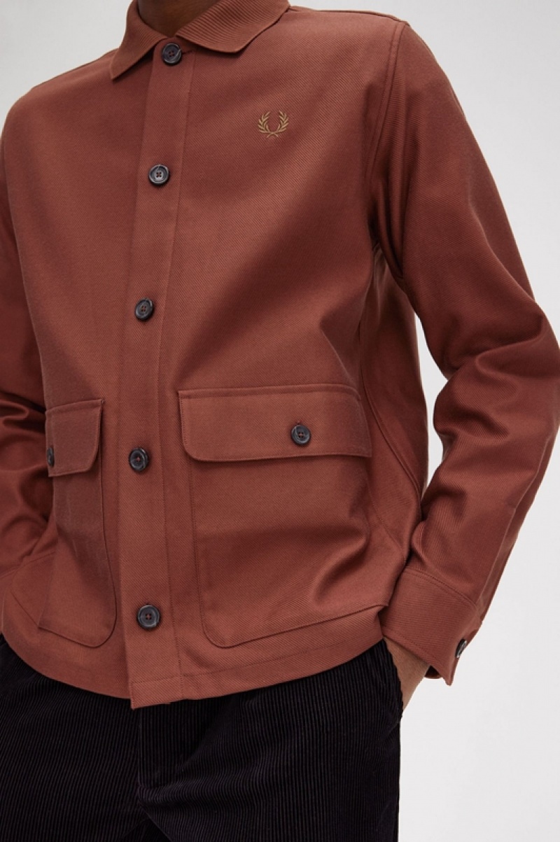 Fred Perry Utility Pocket Men's Jackets Brown | JRC-194750