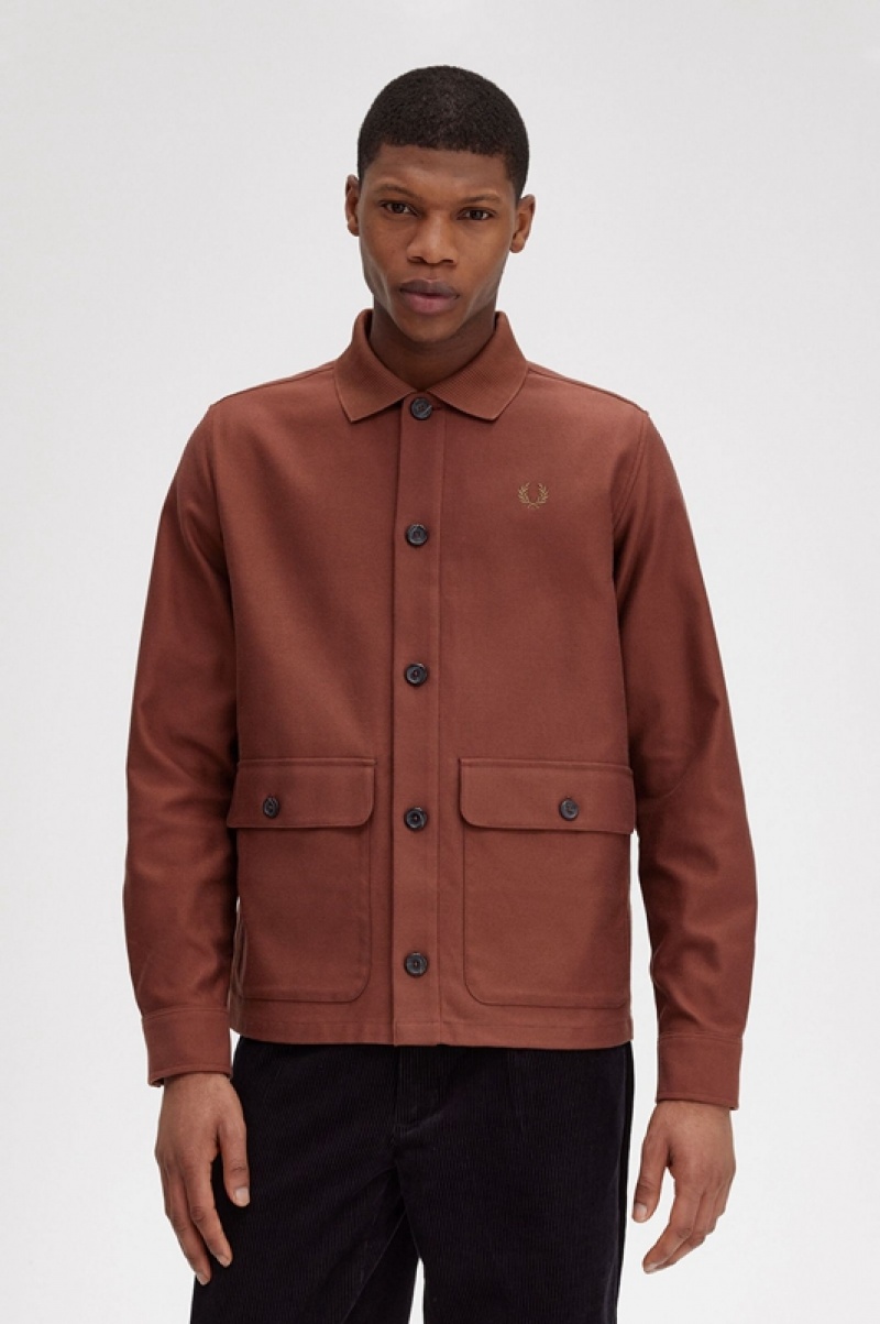 Fred Perry Utility Pocket Men's Jackets Brown | JRC-194750