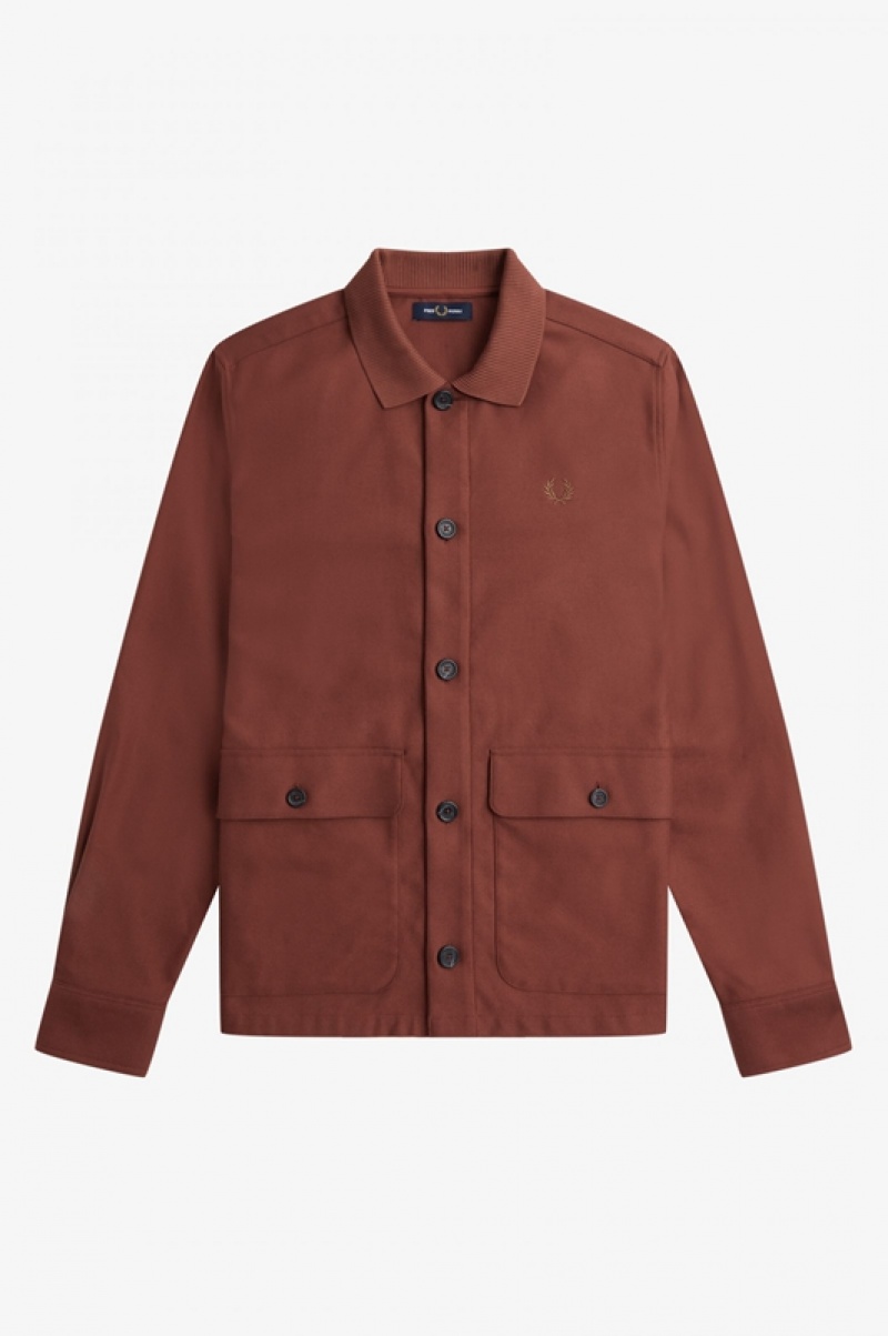 Fred Perry Utility Pocket Men's Jackets Brown | JRC-194750