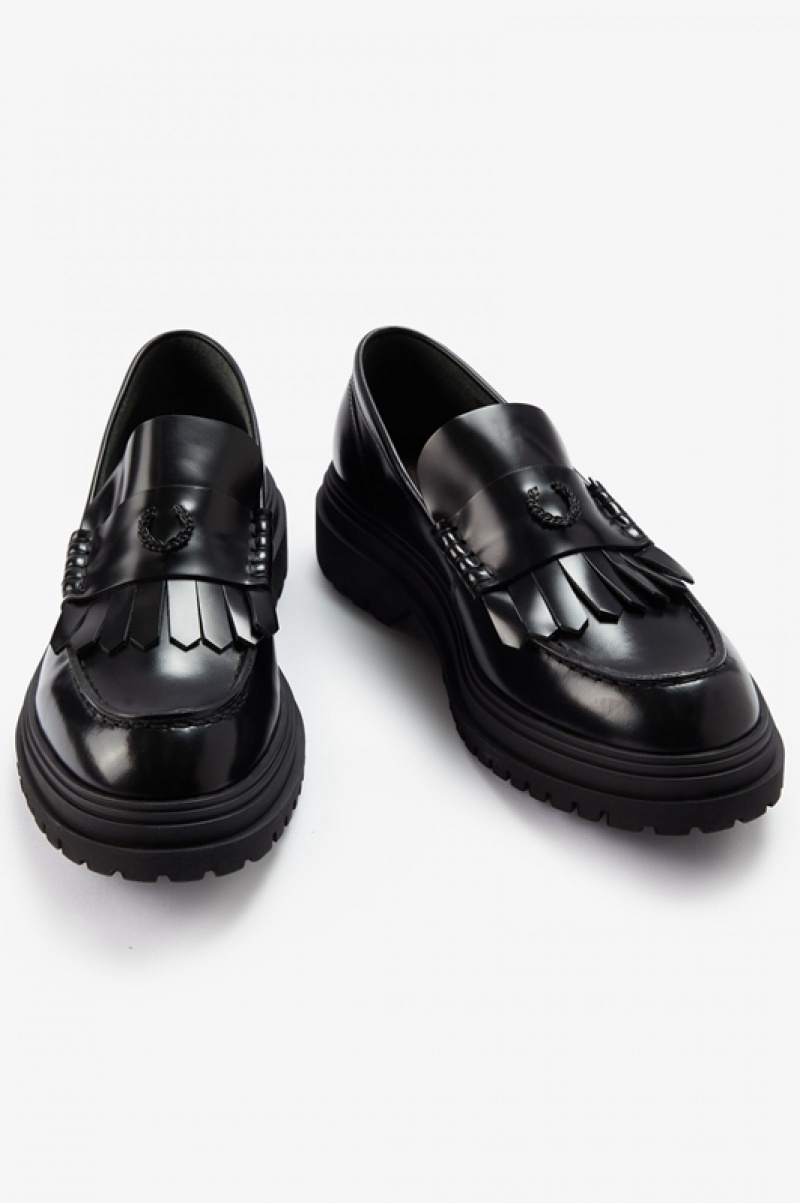 Fred Perry Women's Loafers Black | MOW-903648