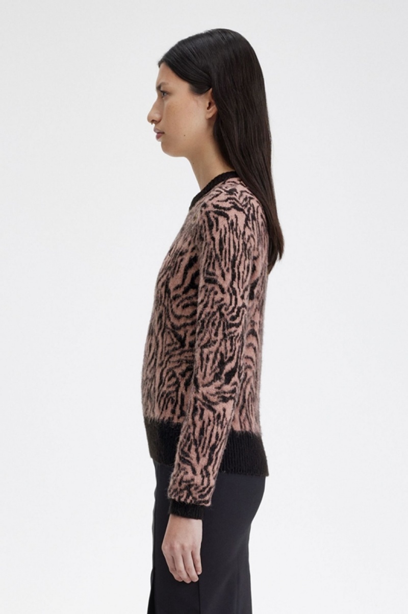 Fred Perry Zebra Women's Sweaters Rose Pink | RBU-806271