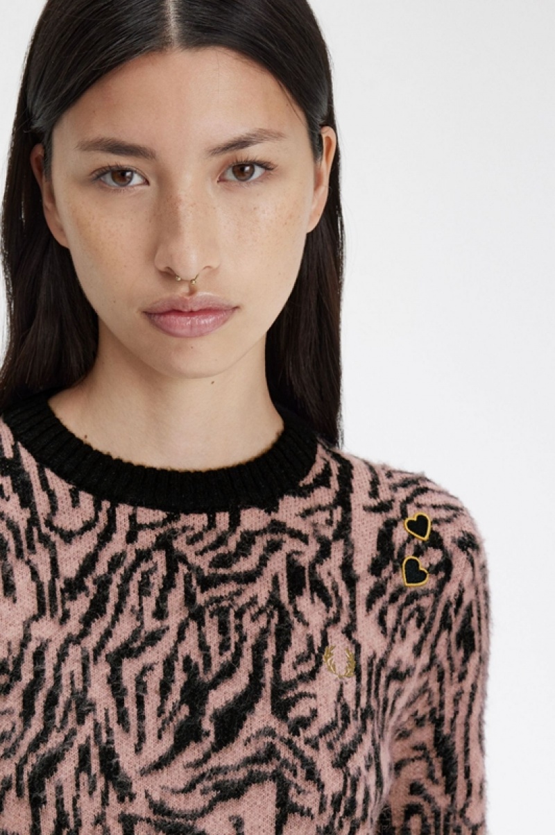 Fred Perry Zebra Women's Sweaters Rose Pink | RBU-806271