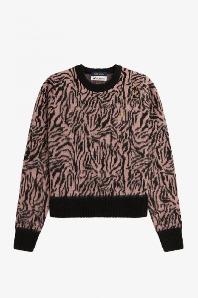 Fred Perry Zebra Women's Sweaters Rose Pink | RBU-806271