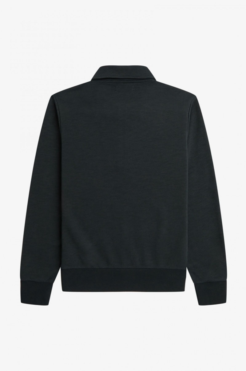 Fred Perry Zip Neck Collar Men's Sweatshirts Green | QPE-710356