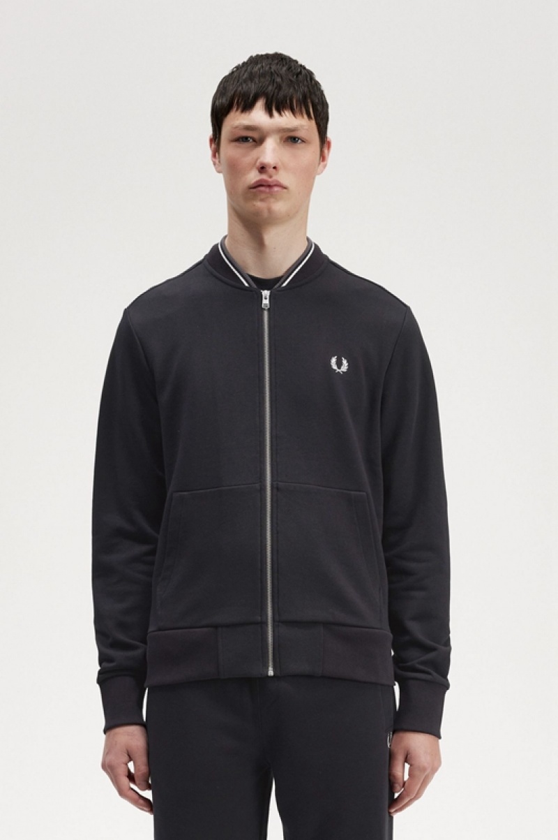 Fred Perry Zip Through Men\'s Sweatshirts Black | CVA-809134